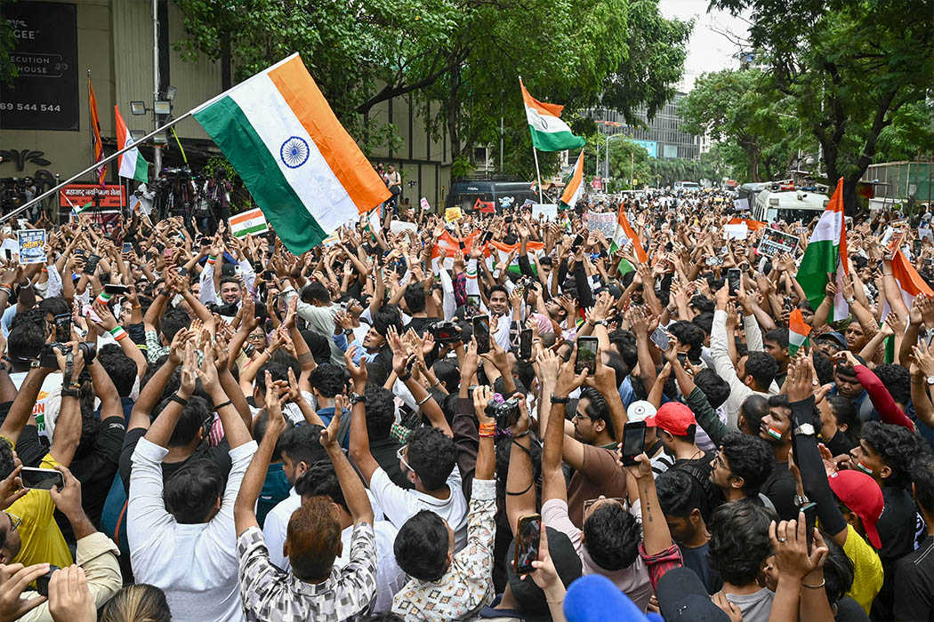 Image 56: India - Cockroach party protest