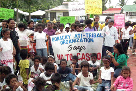 Tribal group protests against casino