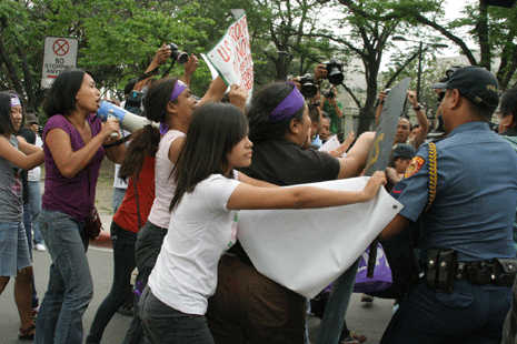 Scuffles break out at embassy rally