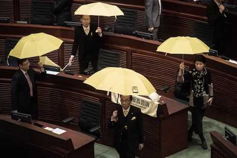 Hong Kong leader toes Beijing line in 'unprecedented' speech