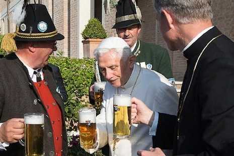 Benedict XVI marks 88th birthday with a pint of beer and friends