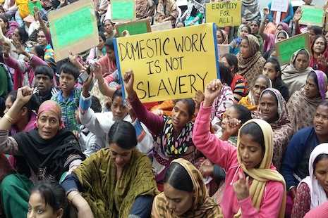 Indian domestic workers protest for job security, minimum wages