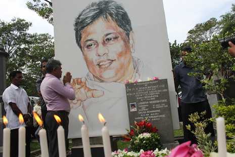 Supporters of slain Sri Lankan journalist call for justice 