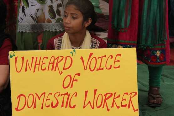 New Delhi domestic workers protest rape