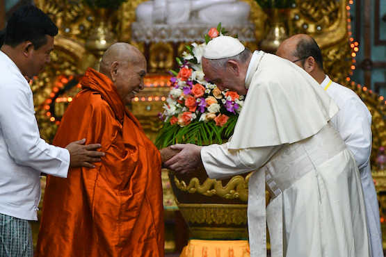 Buddhists, Christians must reclaim values that lead to peace, pope says