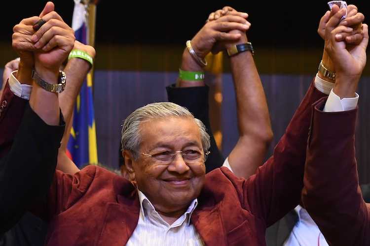 Veteran Mahathir celebrates historic victory