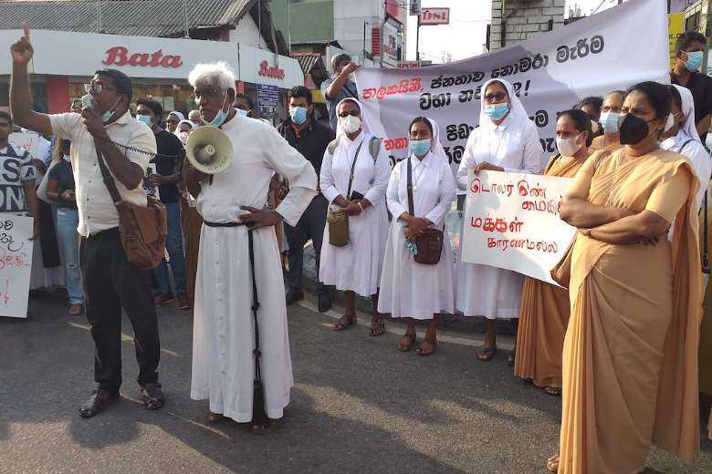 Priests, nuns join public protests against Sri Lankan govt