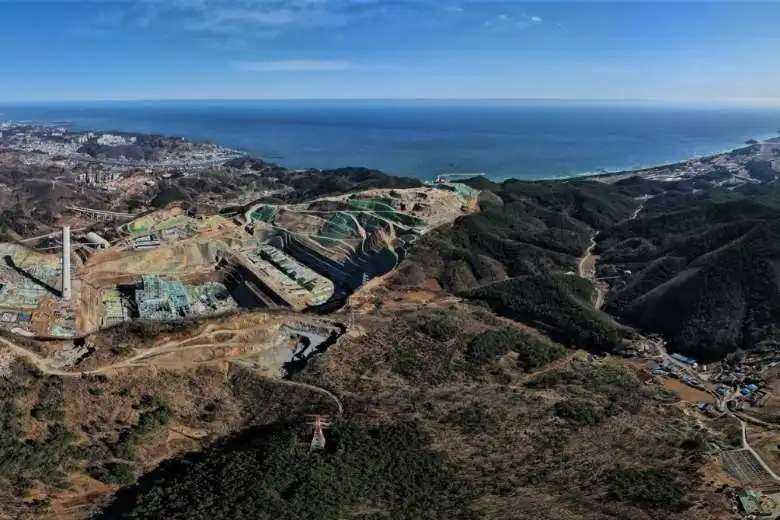 An aerial view of the 2.1-gigawatt coal power plant being constructed in Samcheok city in Gangwon province of South Korea