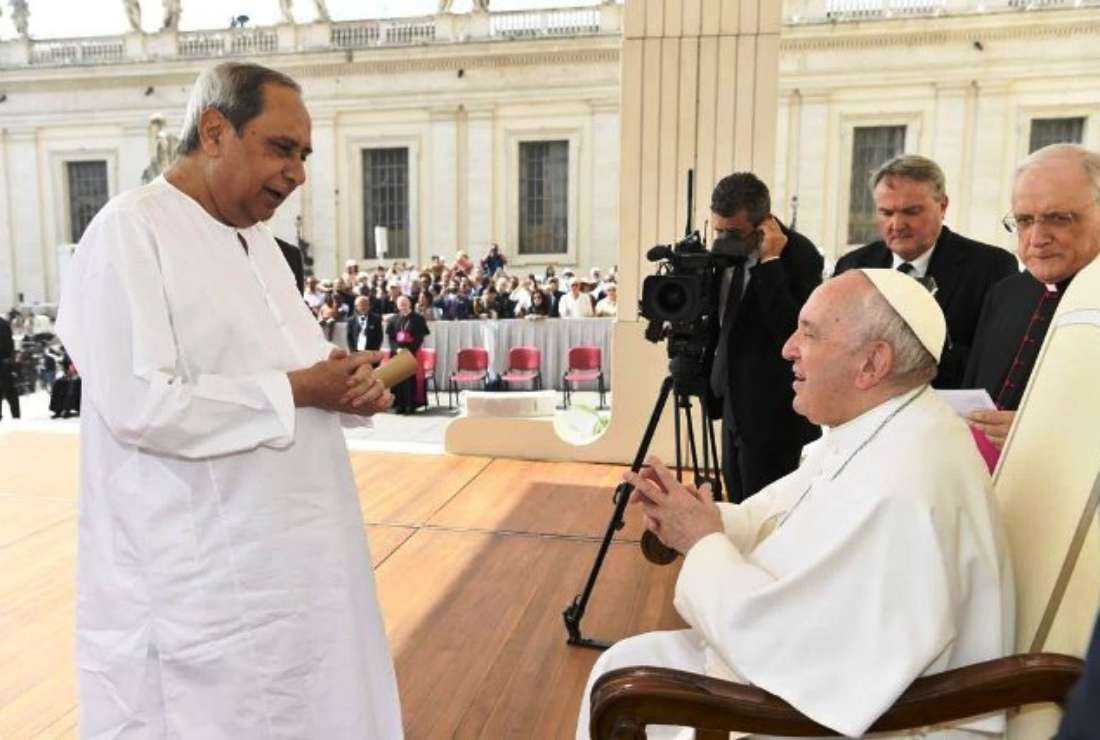 Odisha Chief Minister Naveen Pattnaik during an audience with Pope Francis in the Vatican on June 22