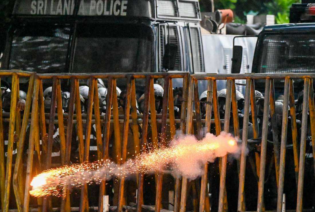 Police fire tear gas to disperse students taking part in an anti-government protest demanding the resignation of Sri Lanka's President Gotabaya Rajapaksa over the crippling economic crisis in Colombo on May 29