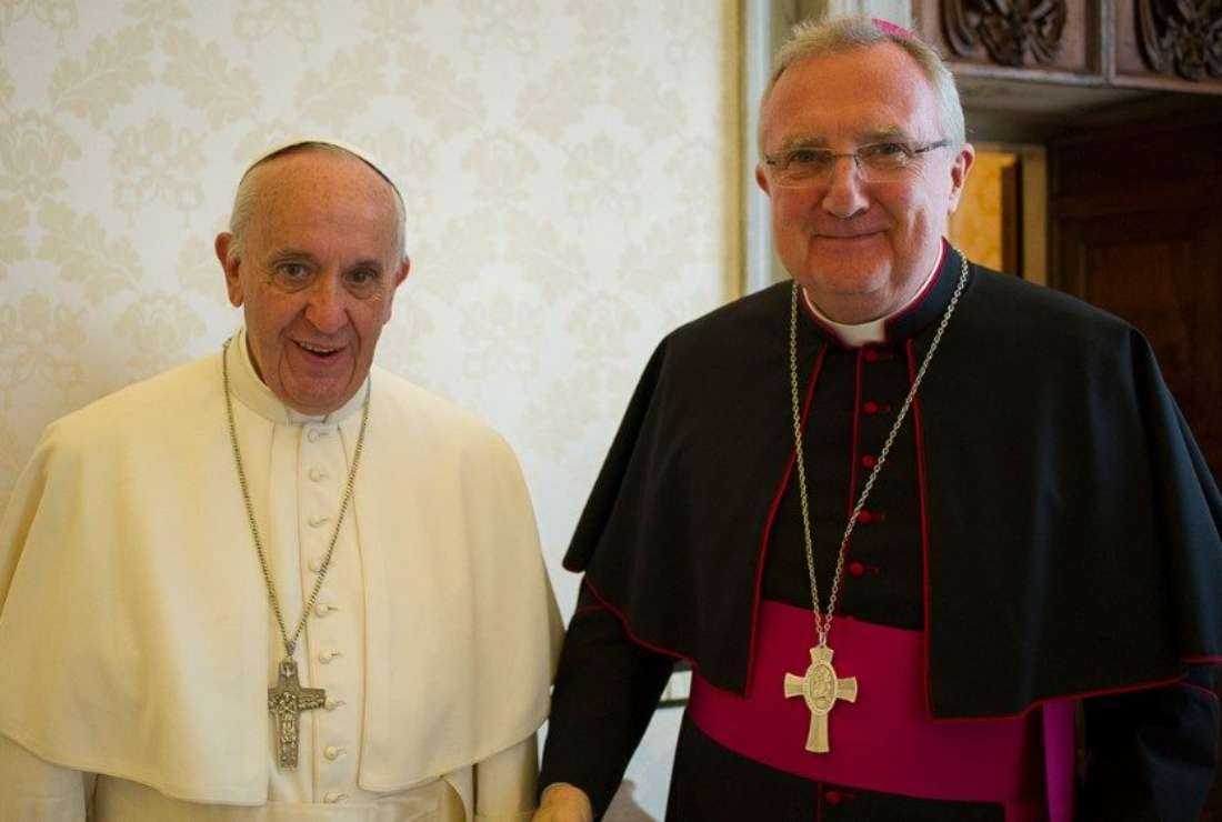 Cardinal-designate Arthur Roche, prefect of the Dicastery for Divine Worship and the Sacraments, with Pope Francis