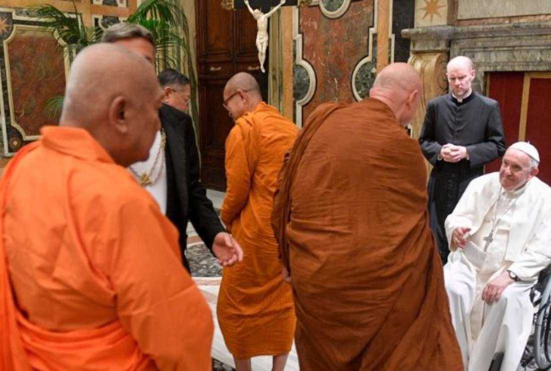 Pope Francis receiving a delegation of Buddhists from Thailand at the Vatican on June 17
