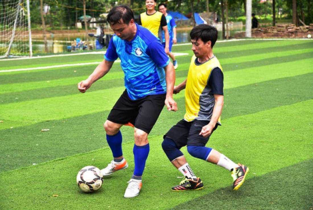Priests have football practice in Tu Chau Parish on June 15