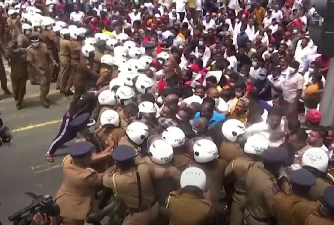 Police quell a protest in Sri Lankan capital Colombo