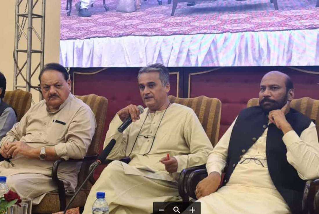 Irfan Mufti (center) the convener of the Joint Action Committee for People's Rights at an Aug. 13 Minorities Day event in Lahore