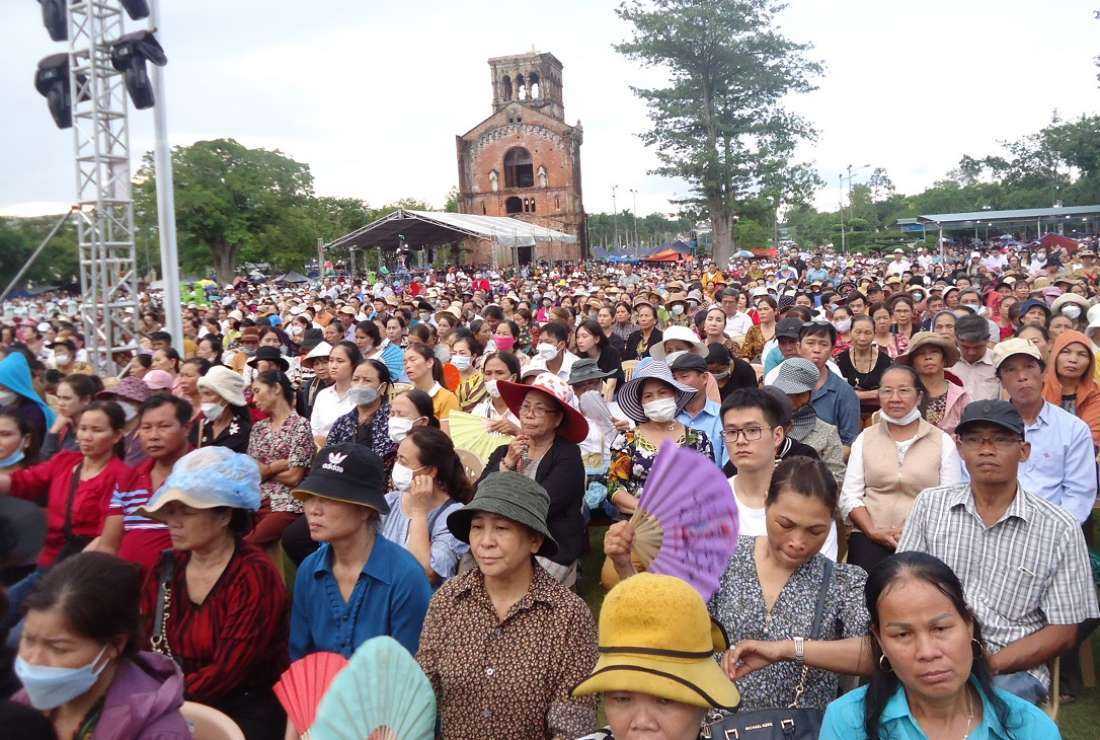 Pilgrims attend a Mass to celebrate the feast of the Assumption of Mary at the Shrine of Our Lady of La Vang in Quang Tri province on Aug. 15