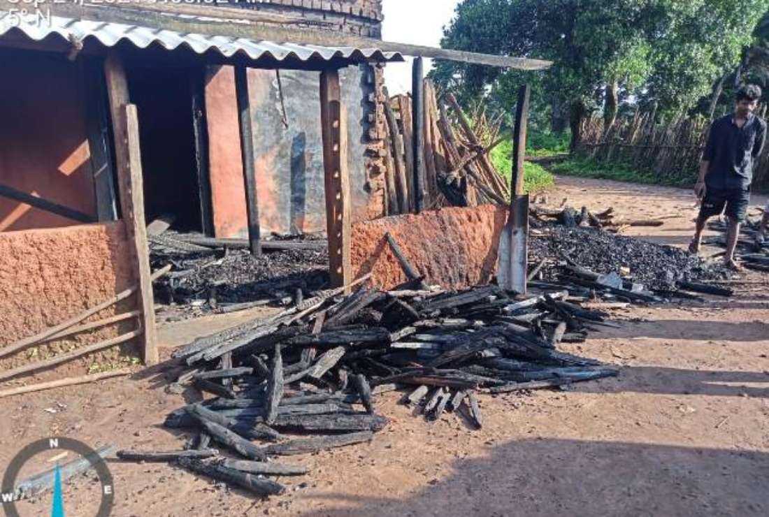 A Dalit Christian’s house was burnt by Hindu activists at Lodamila village in Kandhamal district of Odisha on Sept. 22, 2021