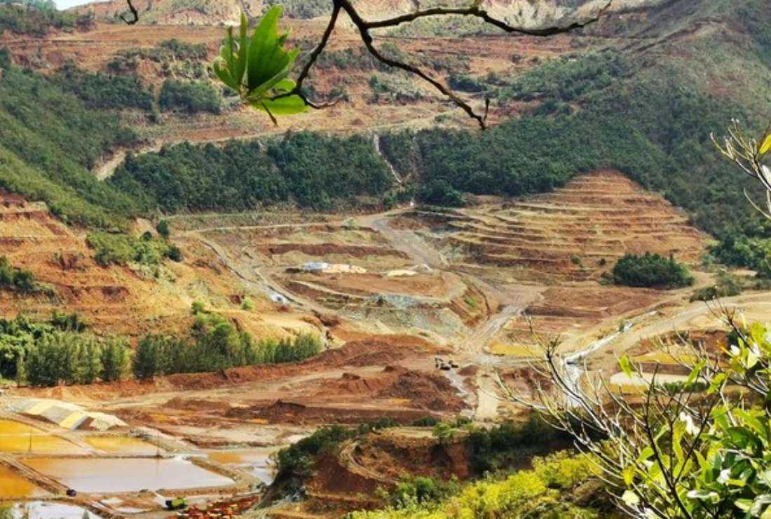Open pit mining in South Cotabato province in the Philippines