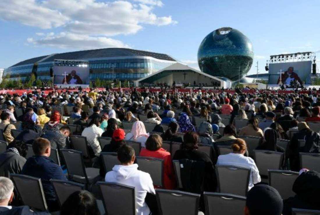 Faithful gathered for the Holy Mass presided by Pope Francis at the EXPO Grounds in Nur-Sultan, Kazakhstan