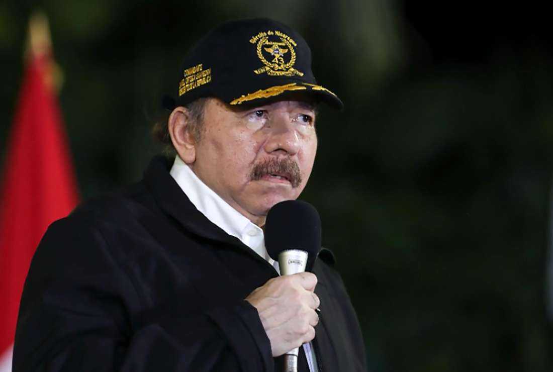 A handout picture showing Nicaraguan president Daniel Ortega delivering a speech during the commemoration of the 43rd anniversary of the founding of the Nicaraguan Army, at Revolution Square in Managua on Sept. 2. (Photo: AFP)