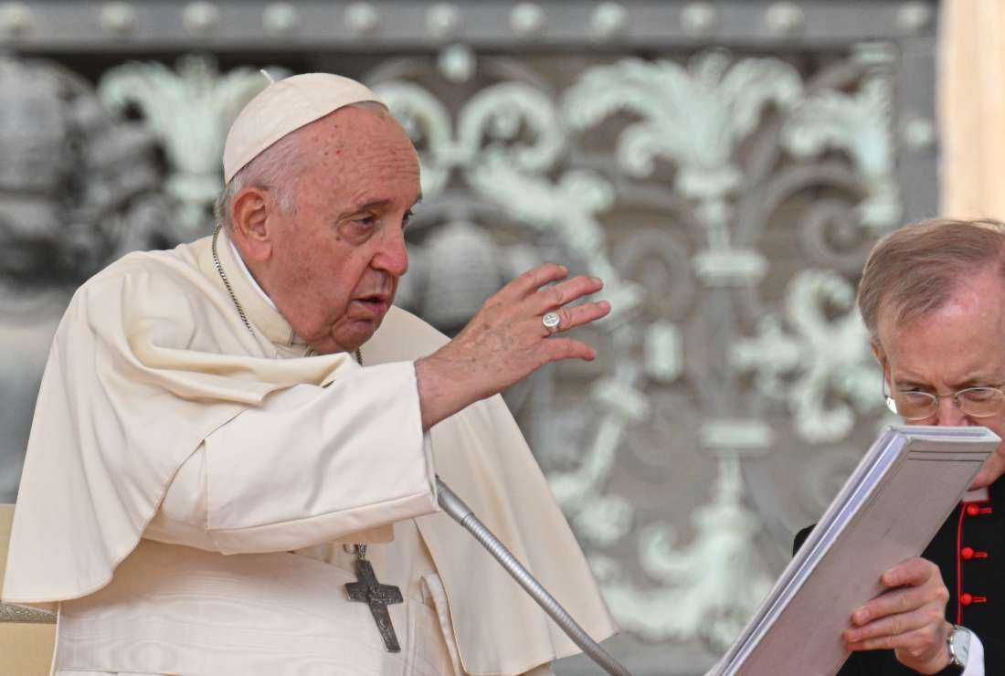 Pope Francis blesses attendees during the weekly general audience at St. Peter's square in The Vatican Sept. 28.