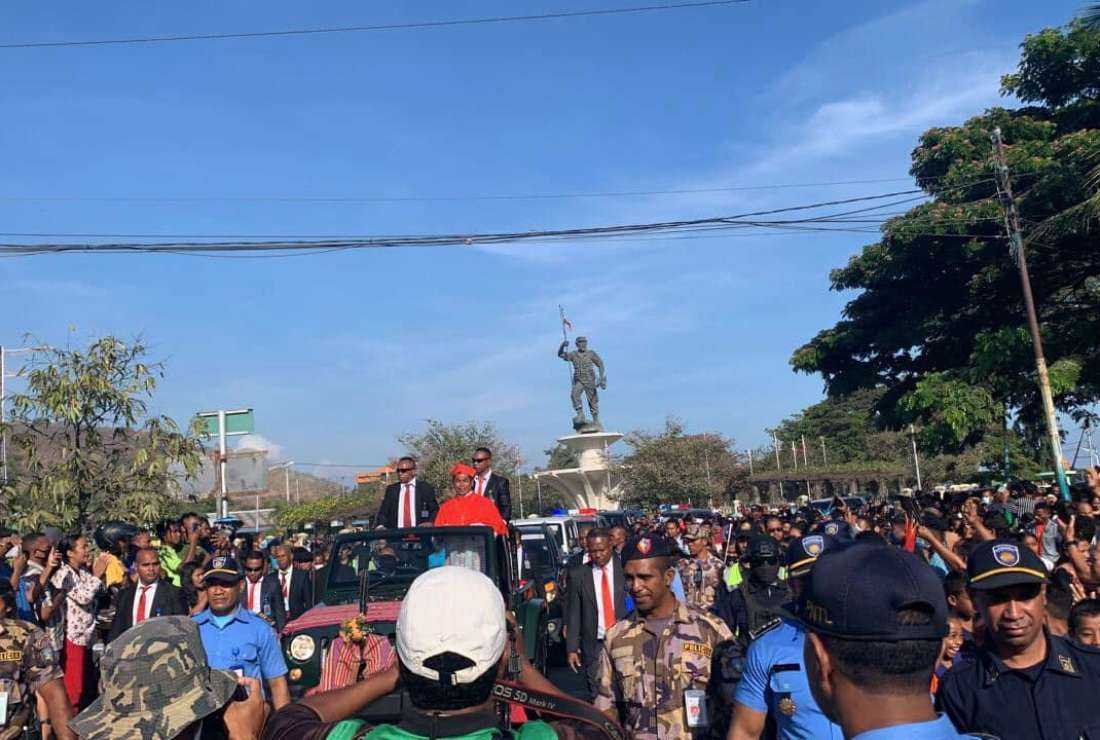 Catholics throng the streets of Timor-Leste's capital Dili to welcome home Cardinal Dom Virgilio do Carmo da Silva on Sept. 5