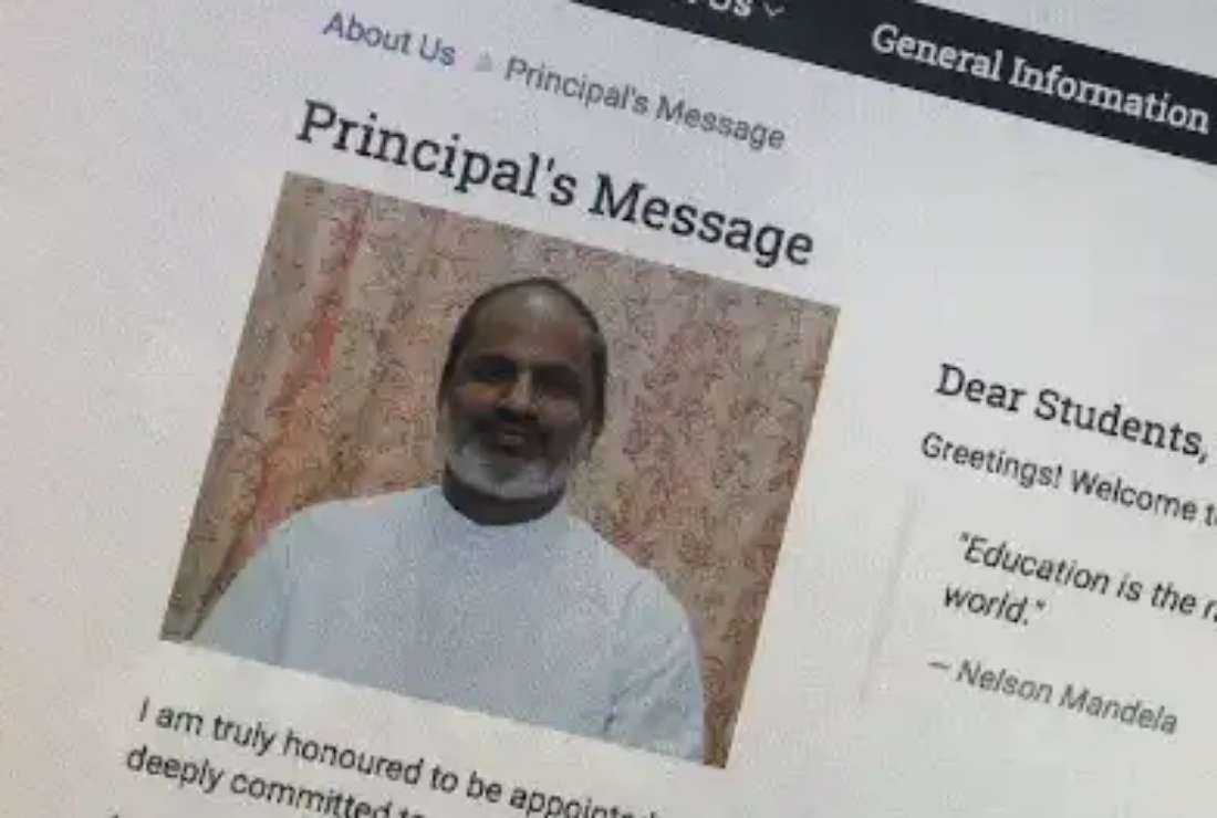 A photo of Father Vincent Pereira as featured on his former school's website