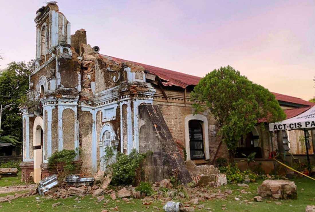 This handout photo taken on Oct. 26, courtesy of the Facebook page of parish priest Christian Edward Padua, shows a damaged church of the Iglesia Filipina Independiente in La Paz town, Abra province, north of Manila, a day after a 6.4-magnitude quake struck the province Oct. 25