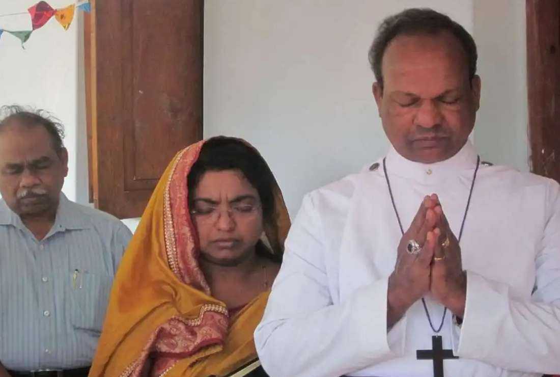 Church of South India Bishop Dharmaraj Rasalam (right) of South Kerala diocese