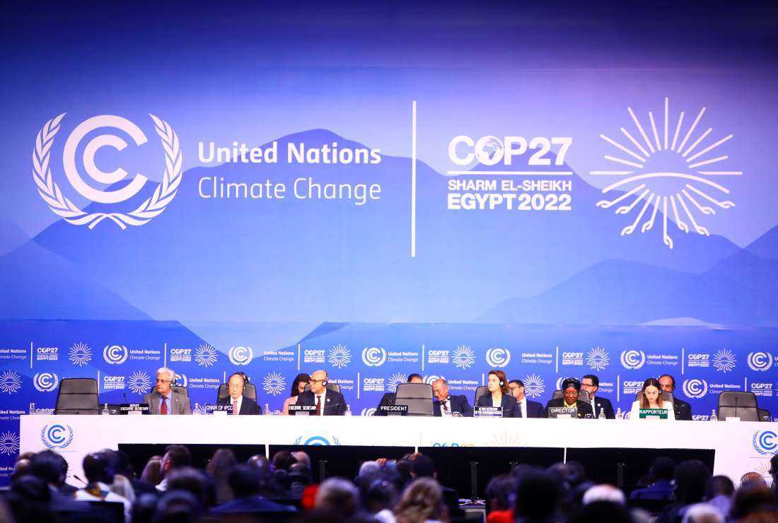 Delegates attend the opening ceremony of the 2022 United Nations Climate Change Conference, more commonly known as COP27, at the Sharm El Sheikh International Convention Centre, in Egypt's Red Sea resort of the same name