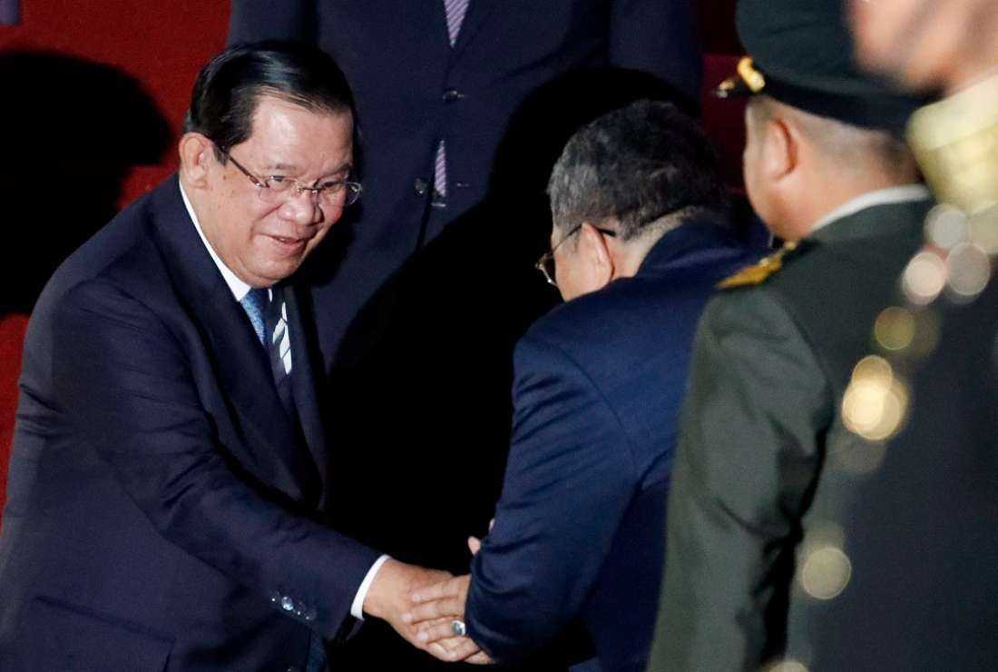 Cambodia's Prime Minister Hun Sen arrives at Ngurah Rai International Airport ahead of the G20 Summit in Bali on Nov. 14. On Nov 15 he said he had tested positive for Covid-19