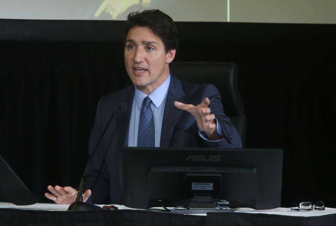 Canadian Prime Minister Justin Trudeau testifies before the Public Order Emergency Commission public inquiry in Ottawa on Nov. 25