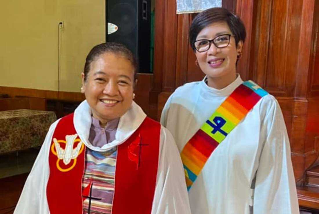 Human rights advocate Ruby-Nell Estrella (left) was elected the first woman bishop of the United Methodist Church in the Philippines