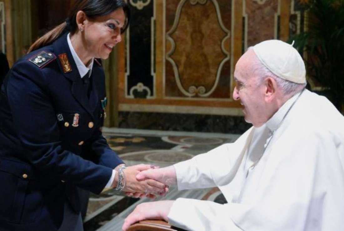 Pope Francis meeting the staff of the Italian Central Anti-Crime Directorate