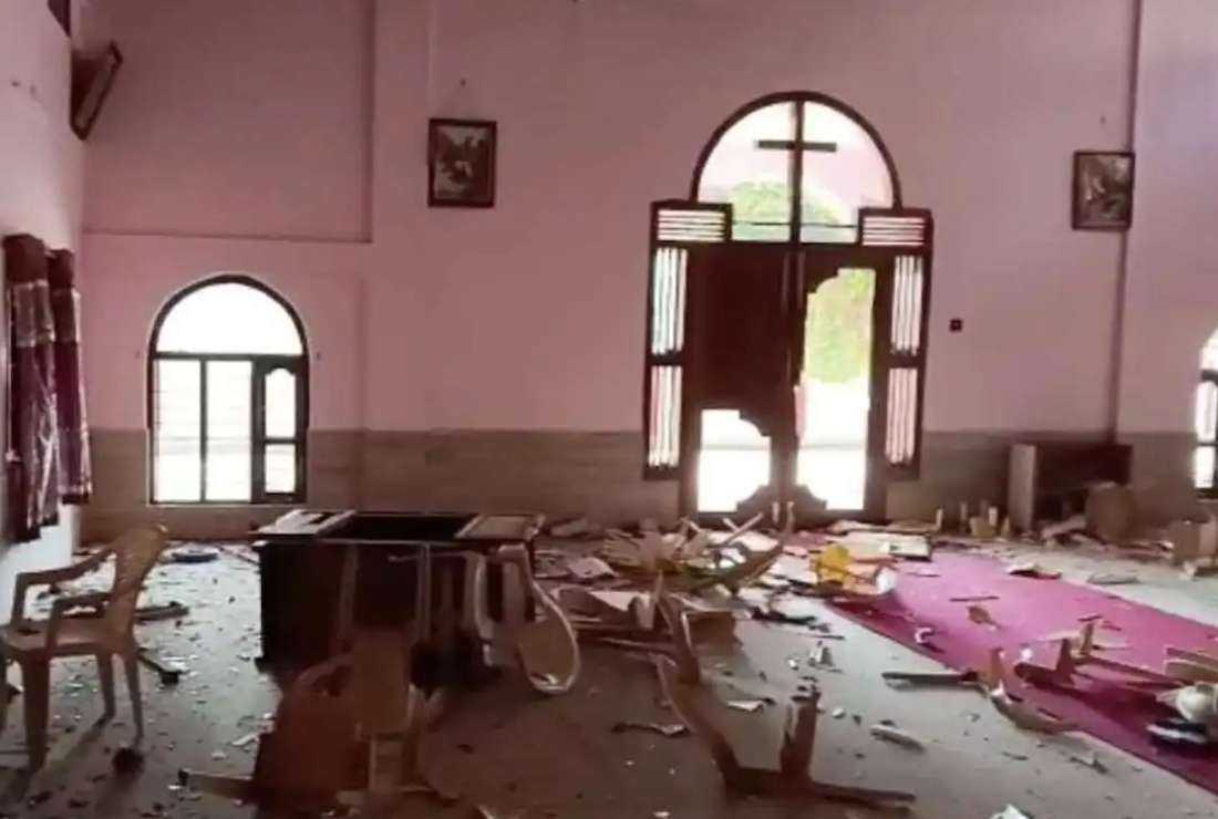 The inside of Sacred Heart Church in Narayanpur district of India’s Chhattisgarh state, which was attacked on Jan. 2 after a clash between indigenous people following animist religion and those following the Christian faith