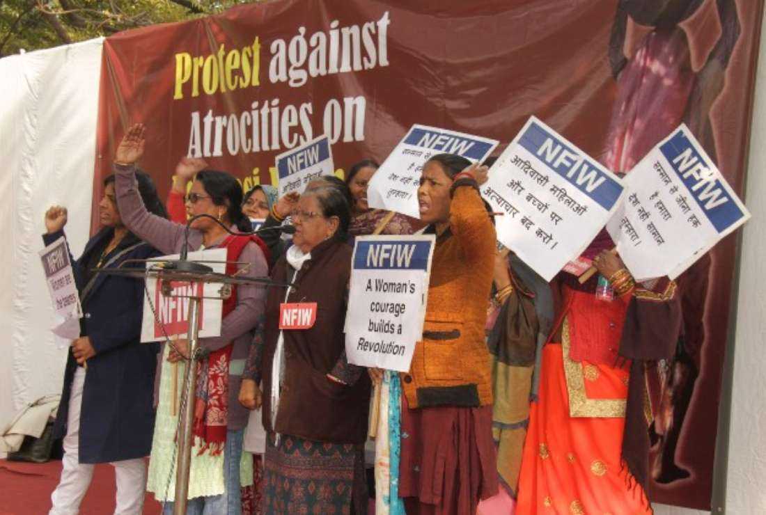 Indian women's organizations hold a protest against the orchestrated attacks on tribal Christians in the central state of Chhattisgarh, at Jantar Mantar in the capital New Delhi on Jan. 21
