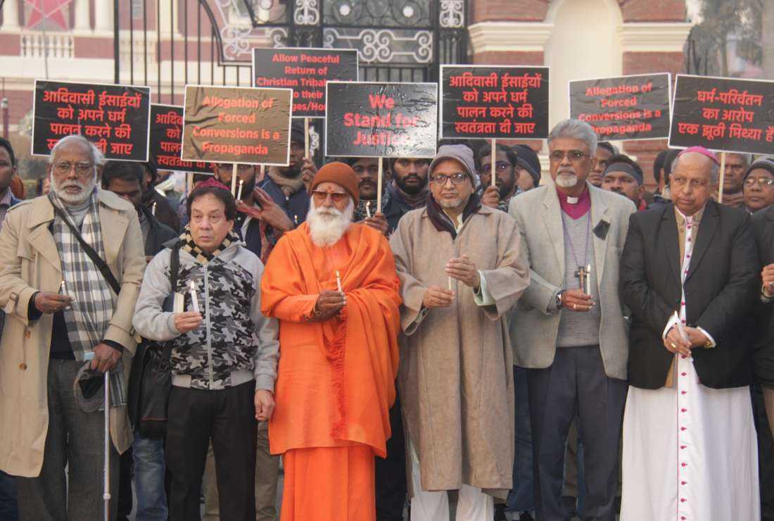 The inter-faith forum protest against attacks on tribal Christians in New Delhi on Jan. 8