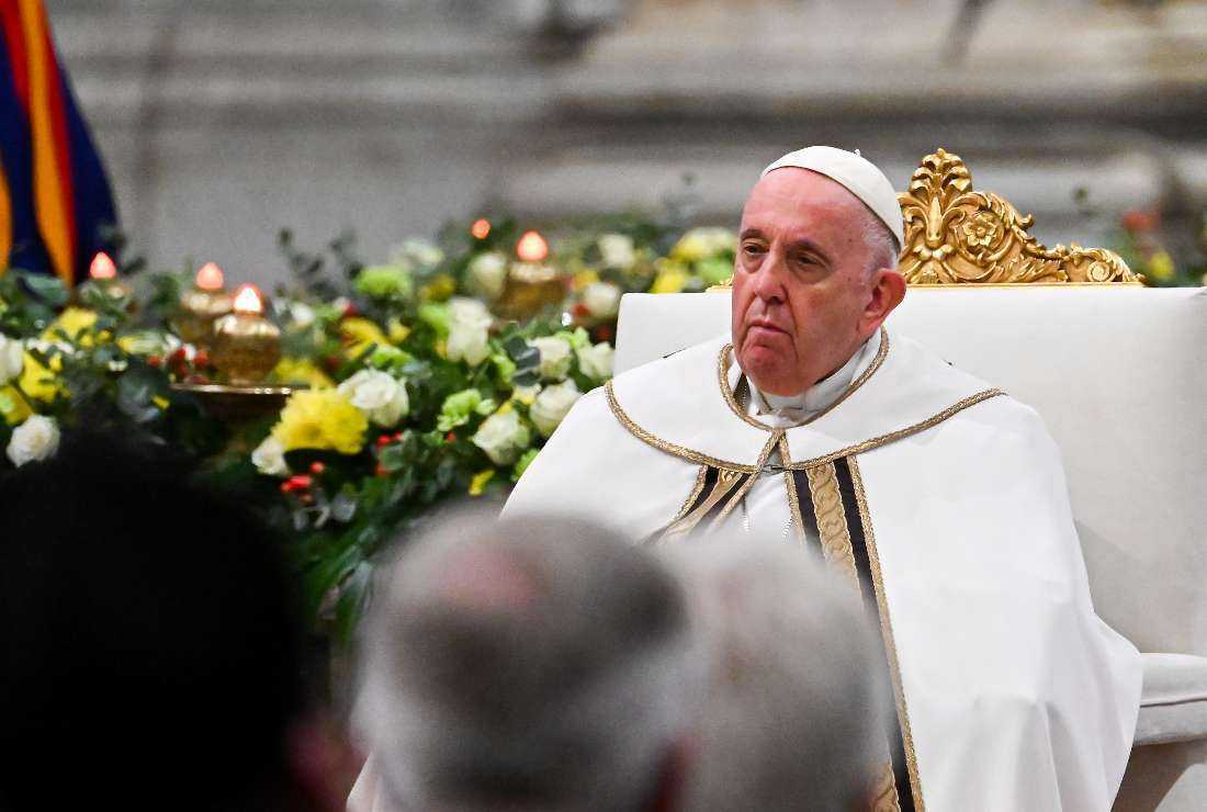 Pope Francis presides over a mass for the Solemnity of the Conversion of St Paul - Celebration of Second Vespers at the Basilica of St Paul Outside-the-Walls in Rome on Jan. 25