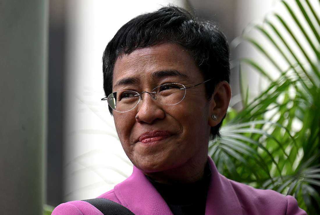 Nobel Laureate Maria Ressa looks on after she was acquitted of the tax evasion cases against her at the Court of Tax Appeals in Quezon City, Metro Manila on Jan. 18, 2023