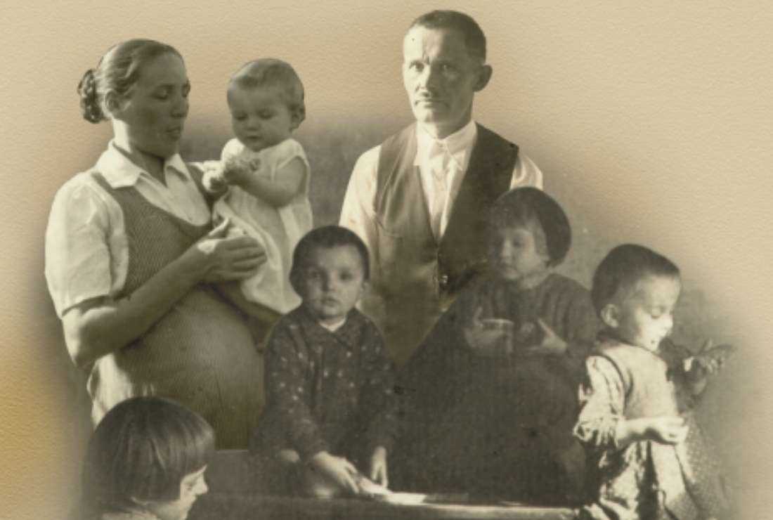 A photo of Józef, his wife Wiktoria Ulma and their children