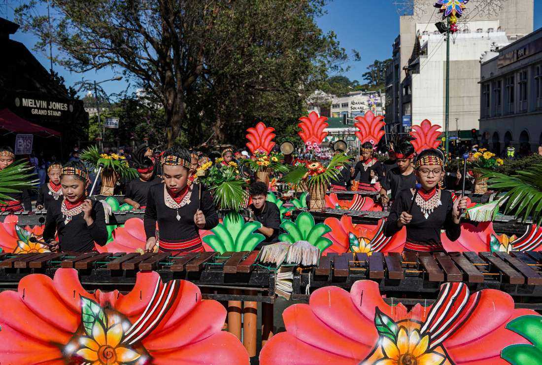 The annual Panagbenga festival procession in Baguio on Feb. 1