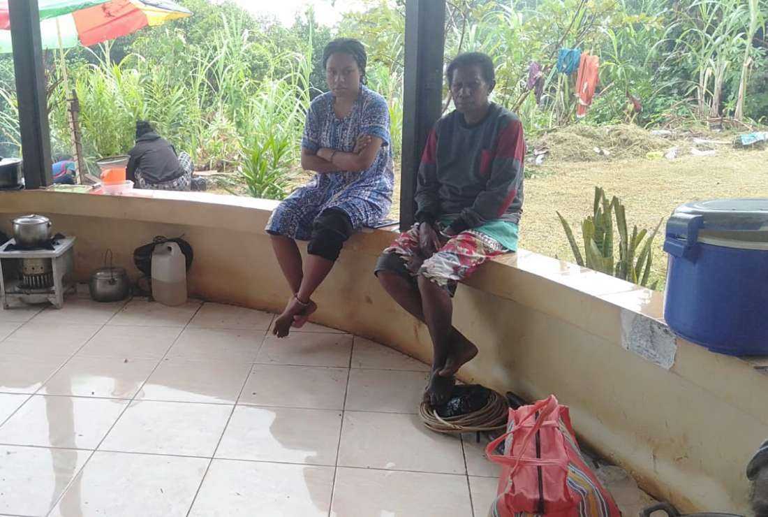 Victims of the earthquake in Jayapura spend time in a shelter house belonging to the Jayapura Diocese