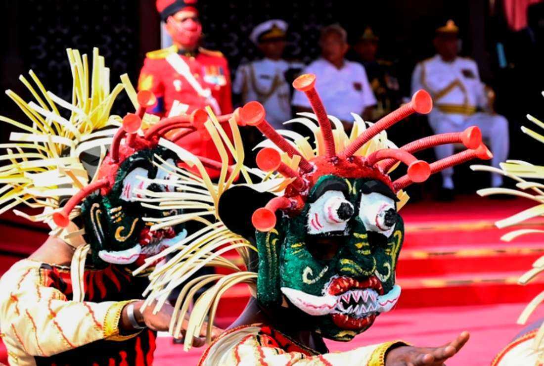 Sri Lankan dancers perform during the nation's 74th Independence Day celebrations in Colombo on Feb. 4, 2022