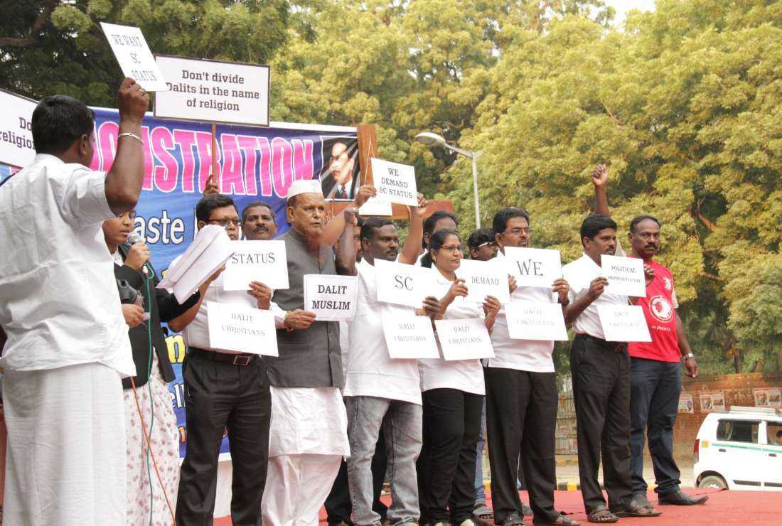 A protest seeking Scheduled Caste status for Christians from Dalit backgrounds in New Delhi on Dec. 4, 2018