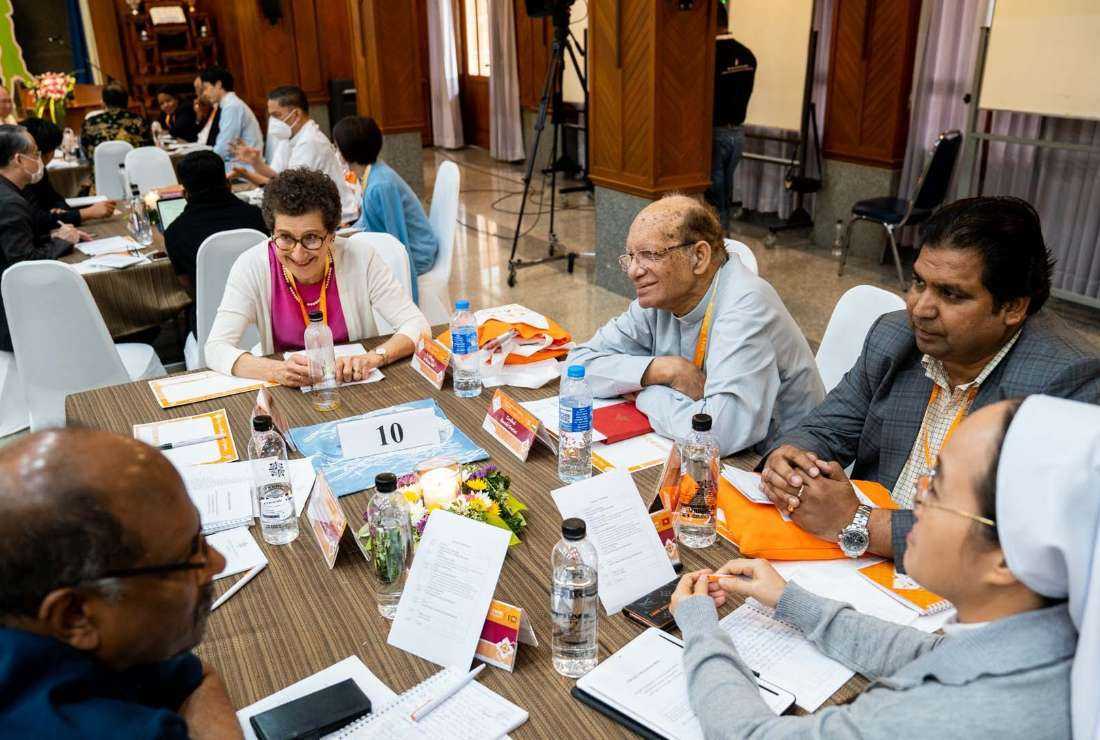 Cardinal Oswald Gracias of Bombay (third from right) is pictured during the discussion session with other delegates at the Asian Synodal Assembly, Thailand on Feb. 24, 2023