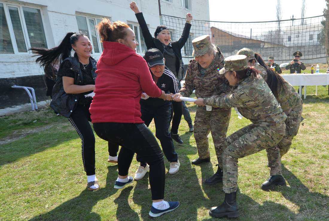 Kyrgyz female prisoners take part in celebrations of Nowruz (New Year) at the women's colony Number 2 in the village of Stepnoye, some 15 kms outside Bishkek, on March 21