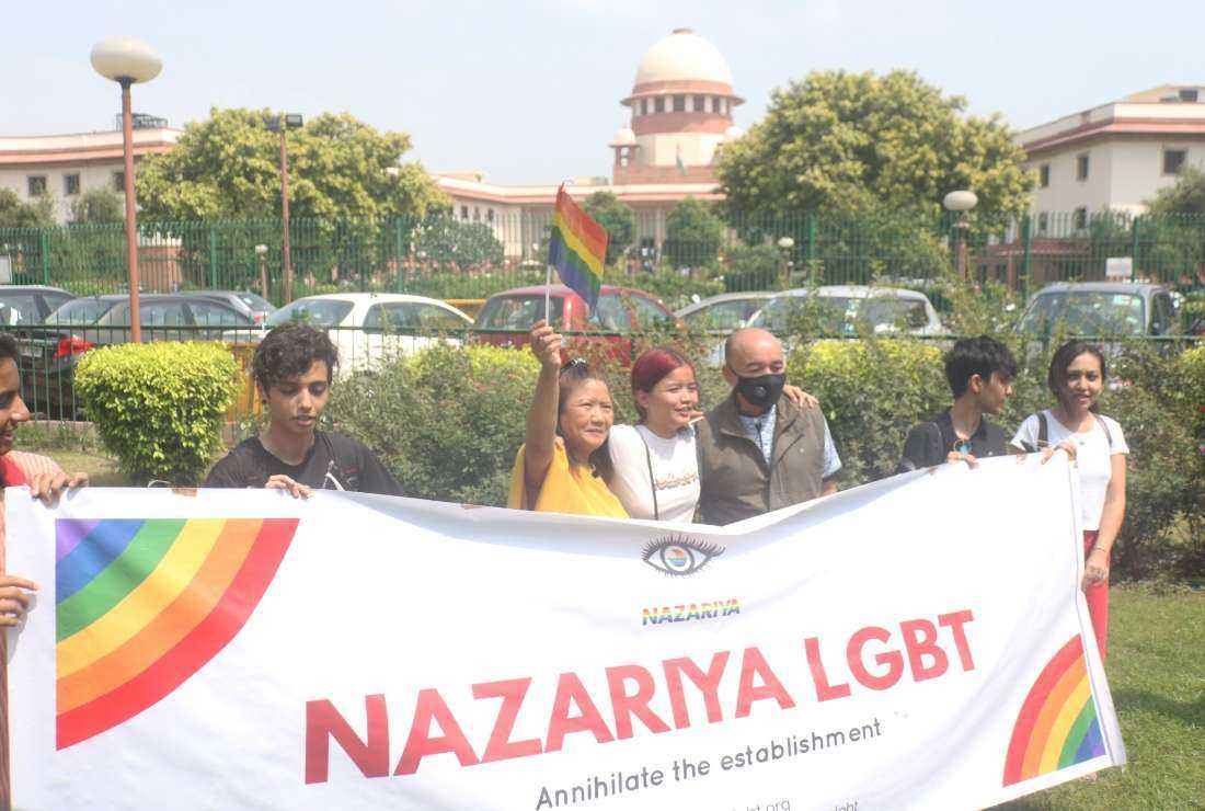 Same-sex marriage supporters in Delhi celebrate a 2018 historic court ruling which decriminalized homosexuality in India