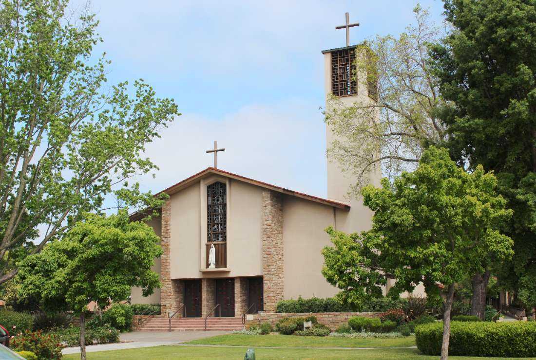 The entrance of the Cathedral of St. Eugene in Santa Rosa, California