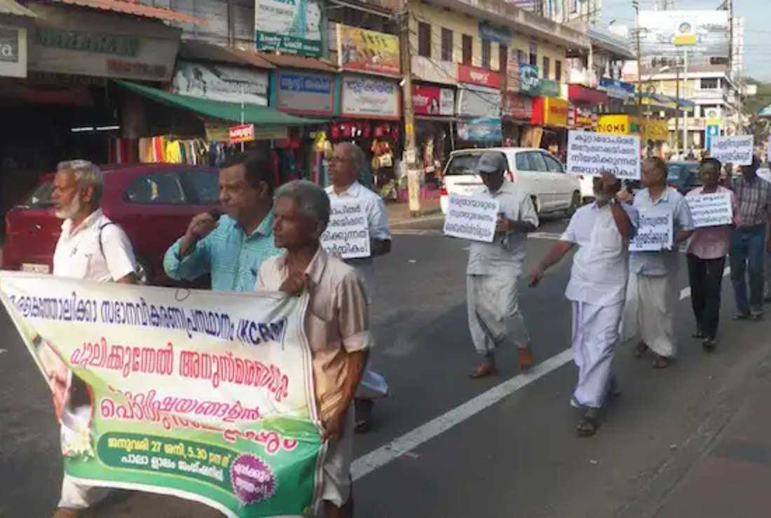 Activists of the Kerala Church Reformation Movement march through the streets of Pala town in the Christian-stronghold district of Kottayam on Jan. 27, 2018. They were demanding a state law to govern church properties