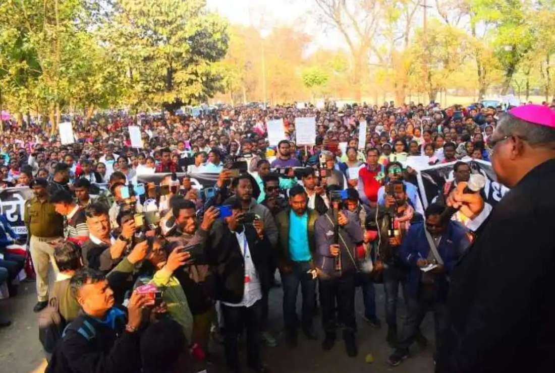 Tribal Christians in the eastern Indian state of Jharkhand protest against targeted attacks on fellow Christians in the neighboring state of Chhattisgarh, in the state capital Ranchi on Jan 15